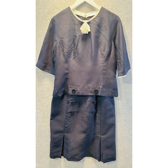 Womens Vintage Jon Robert 2 Piece Dress Blouse Set Linen Blend F1005 - Picture 1 of 16